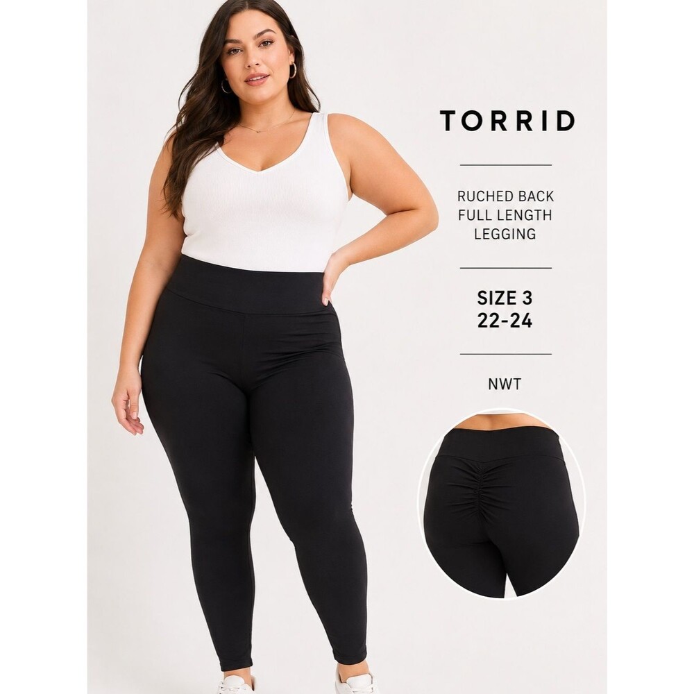 NWT Torrid Black Ruched Back Full Length Leggings Size 3X 22/24